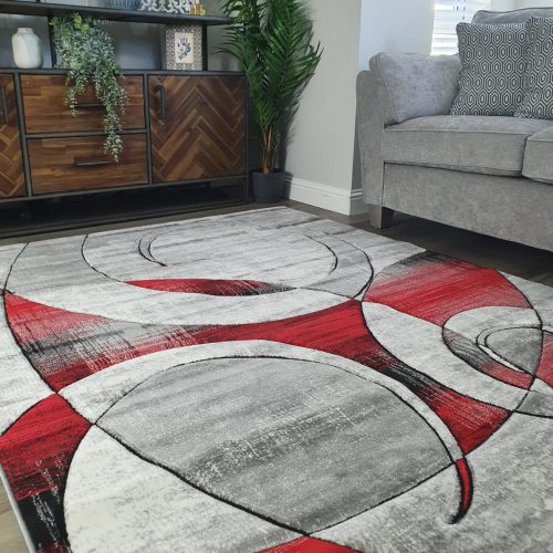 Aria Carved Rug Grey Red
