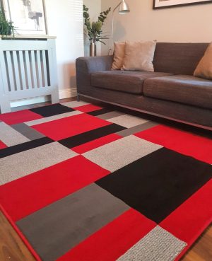 florence rug back red squares